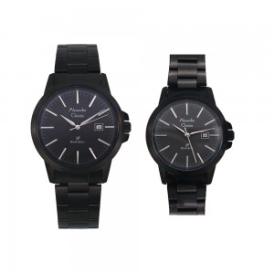 Alexandre Christie AC 1008 Black Grey Steel Couple